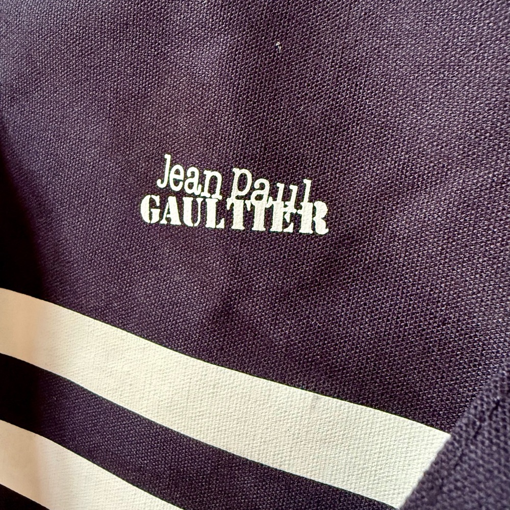 Jean Paul Gaultier Navy & White Striped Tote Weekender Duffle Canvas Bag - Picture 5 of 6